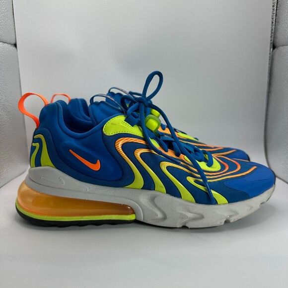 Nike Air Max 270 React ENG Shoes Mens Size 7 Blue Yellow Running - Picture 1 of 12